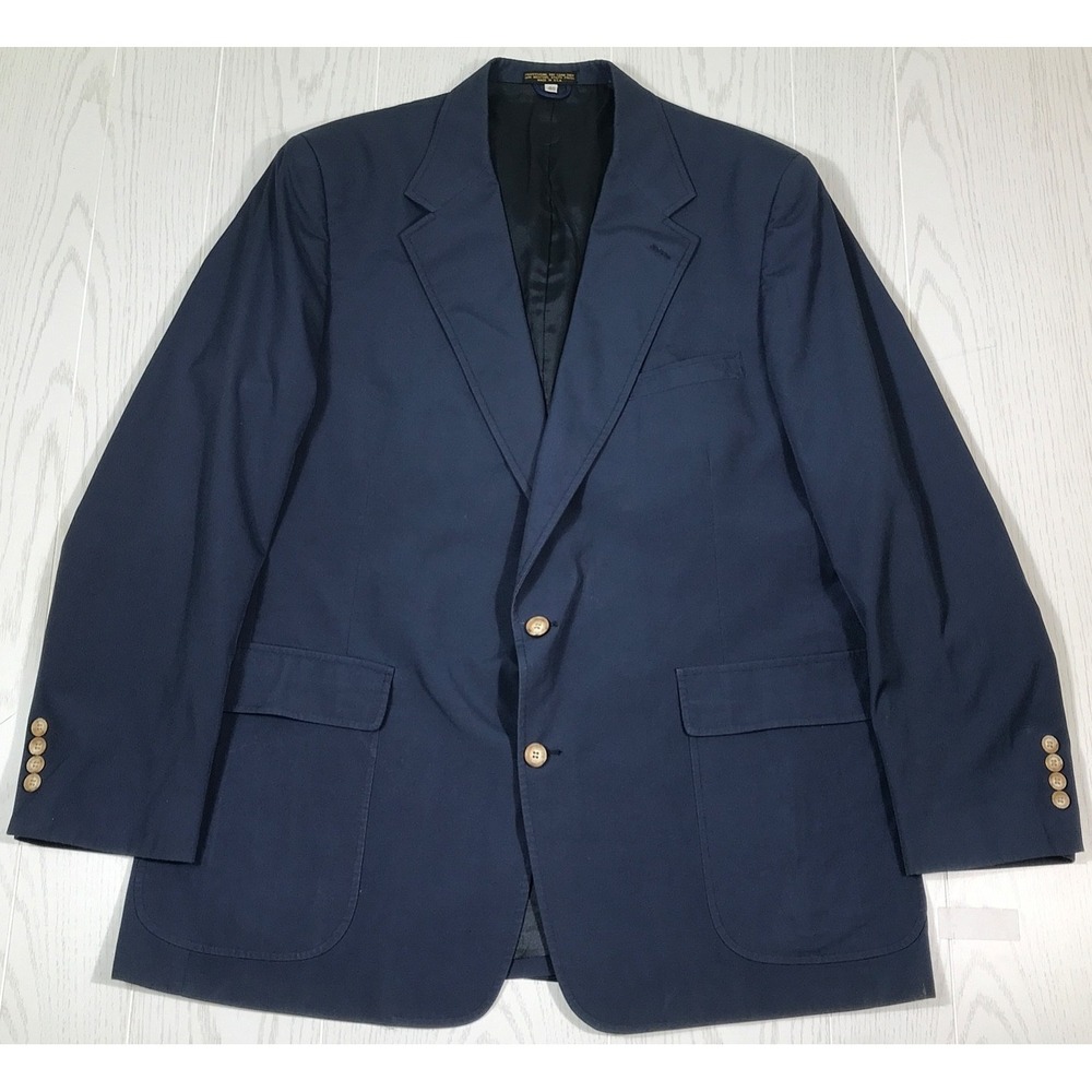 Vintage LL Bean Jacket Men 48 Blue Canvas Blazer Sport Coat Field Made In USA